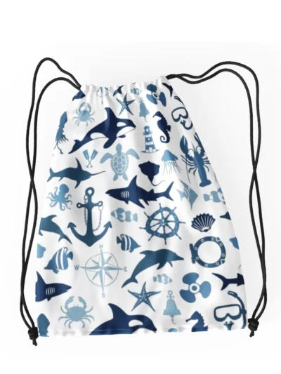 Dolphin Pattern Drawstring Bag 1
