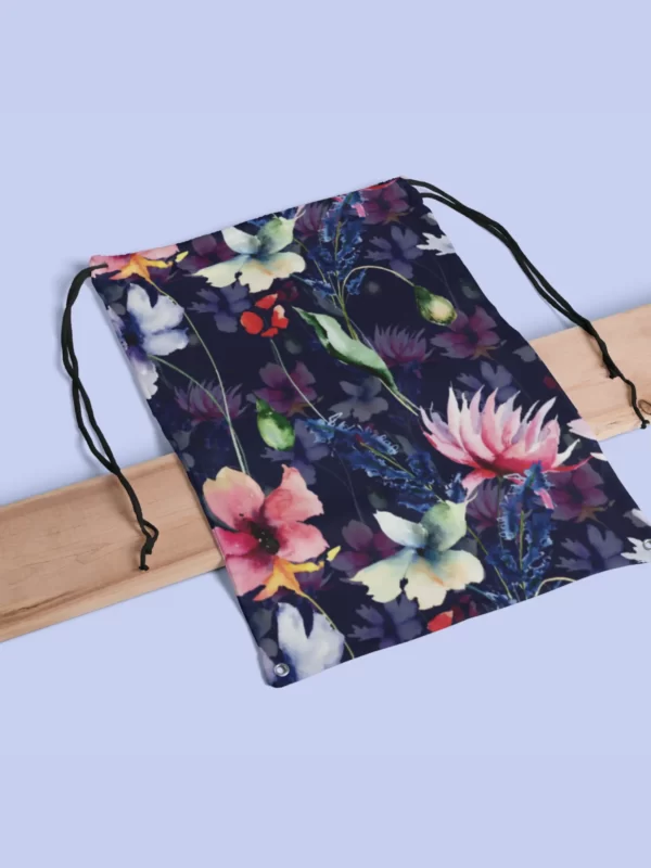 Floral Pattern Drawstring Bag 3