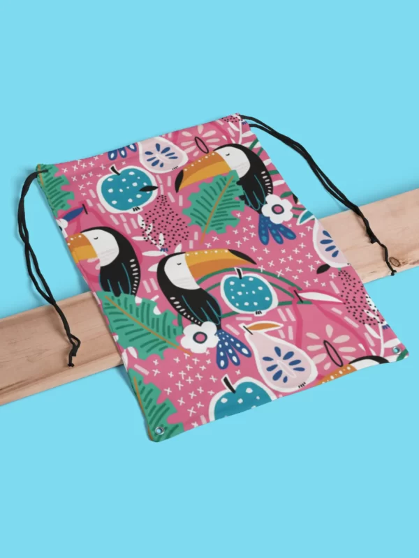 Toucan Pattern Drawstring Bag 3