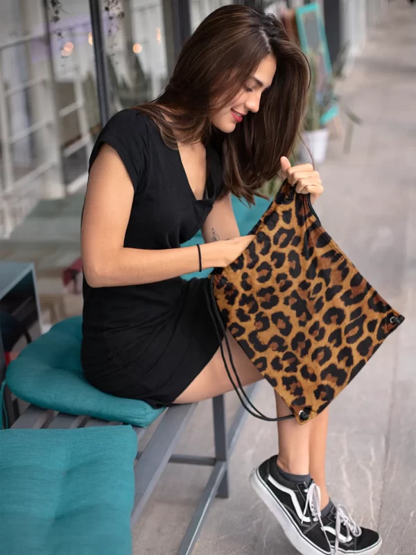 Leopard Design Drawstring Bag 8