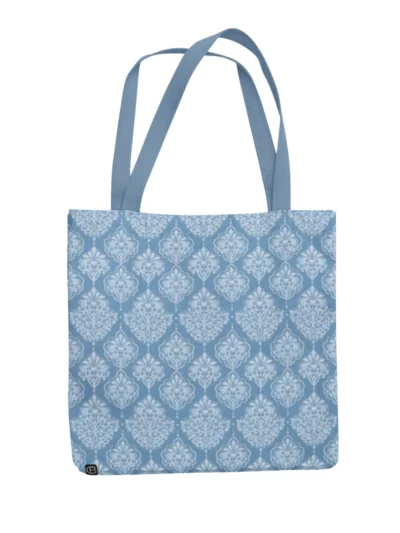 Blue Ethnic Design Canvas Zipper Tote Bag 1