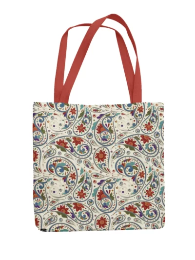 Traditional Pattern Canvas Zipper Tote Bag