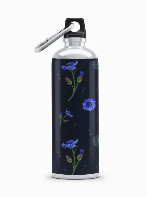Vibrant Blue Flower Aluminum Sipper Bottle 1