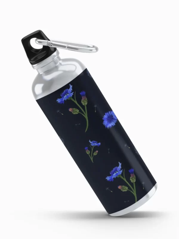 Vibrant Blue Flower Aluminum Sipper Bottle 2